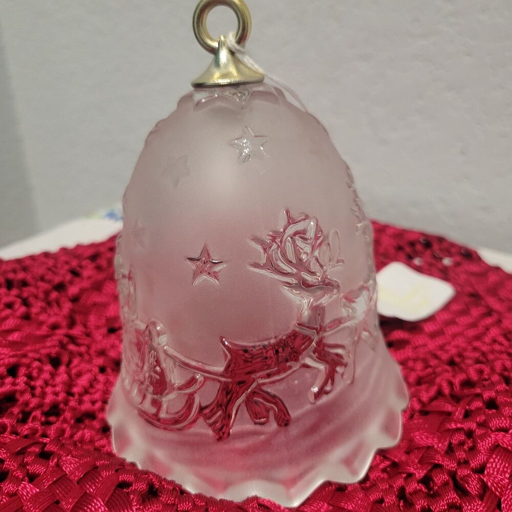 VTG. MIKASA ~ Christmas Bell ~ Silent Night ~ Sleigh ~ Reindeer Frosted Glass 5"